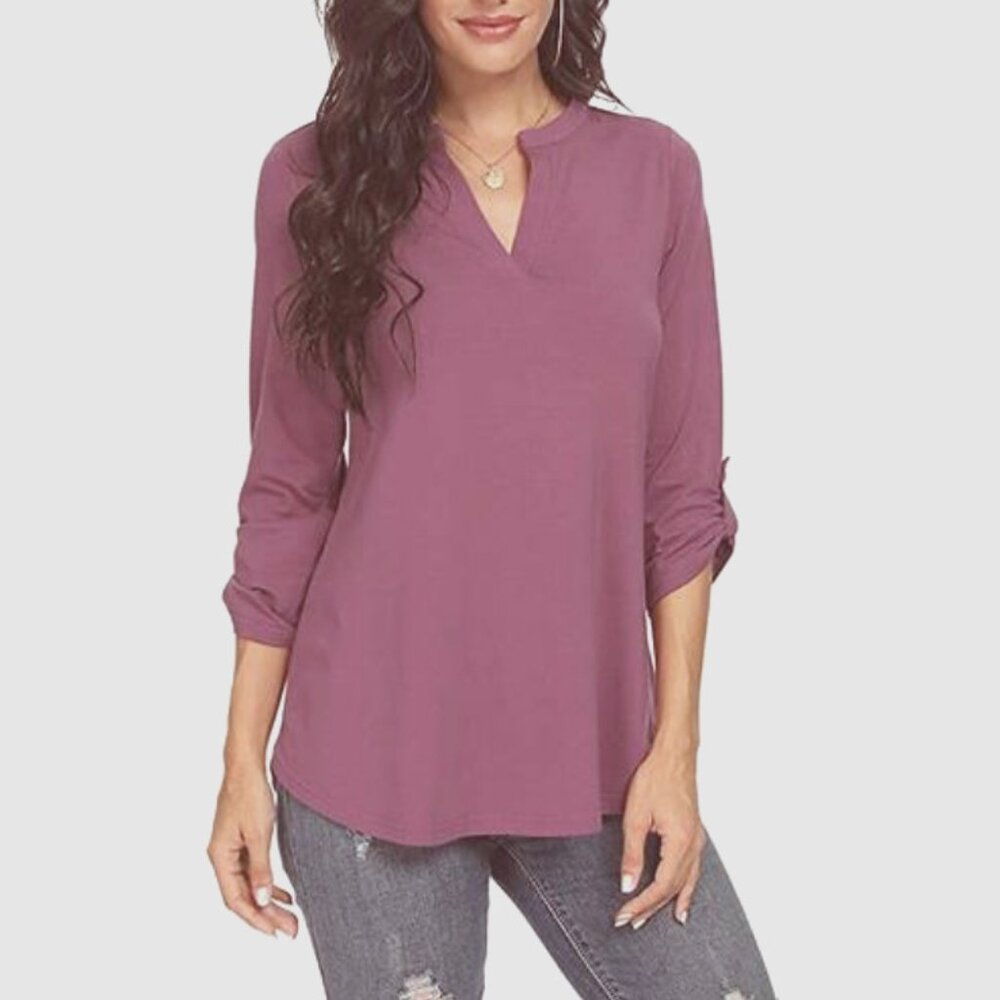 RW&CO. Mauve Pink Rayon Tunic Blouse M Boho